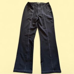 Black Flared Pants with White Stitching